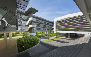 View from Main Concourse with staircase cascading down towards the Central Courtyard